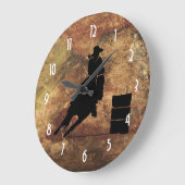 Barrel Racing Girl Silhouette op een Grunge Textur Grote Klok (Hoek)