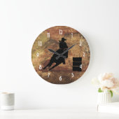 Barrel Racing Girl Silhouette op een Grunge Textur Grote Klok (Huis)