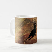 Barrel Racing Girl Silhouette op een Grunge Textur Koffiemok (Voorkant links)