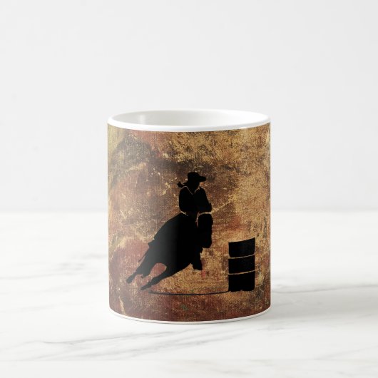 Barrel Racing Girl Silhouette op een Grunge Textur Koffiemok (Center)