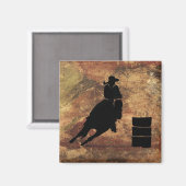 Barrel Racing Girl Silhouette op een Grunge Textur Magneet (Voorkant / Achterkant)