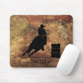 Barrel Racing Girl Silhouette op een Grunge Textur Muismat (Met muis)