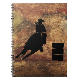 Barrel Racing Girl Silhouette op een Grunge Textur Notitieboek