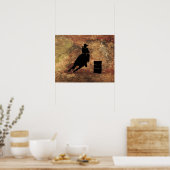 Barrel Racing Girl Silhouette op een Grunge Textur Poster (Keuken)
