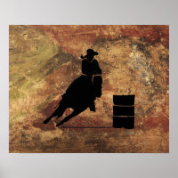 Barrel Racing Girl Silhouette op een Grunge Textur