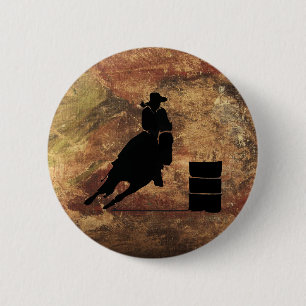 Barrel Racing Girl Silhouette op een Grunge Textur Ronde Button 5,7 Cm
