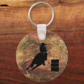 Barrel Racing Girl Silhouette op een Grunge Textur Sleutelhanger (Voorkant)
