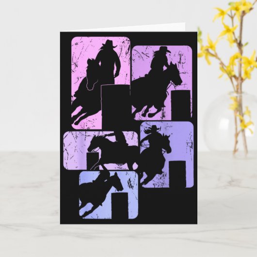 Barrel Racing Horse Barrel Racer Rodeo Cowgirl Wom Kaart (Gele Bloem)