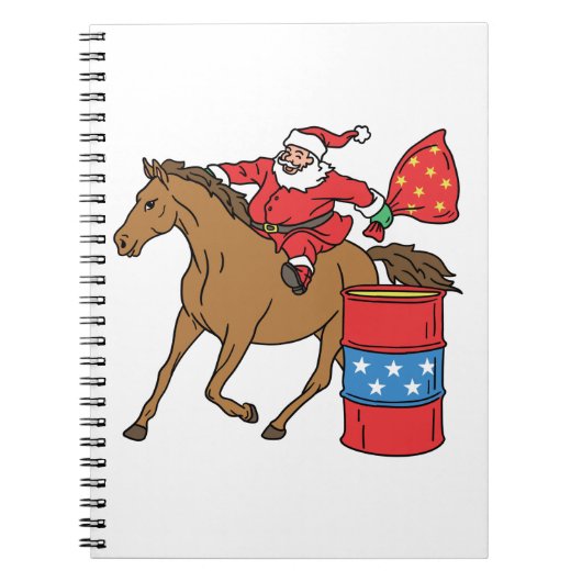 Barrel Racing Kerstkerstman op Barrel Horse Notitieboek (Voorkant)