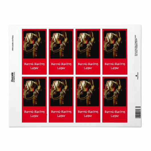 Barrel Racing Lager Western brouwen Bierlabel Etiket (Full Sheet)