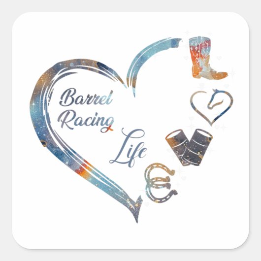 Barrel Racing Life - Cowgirl Design Vierkante Sticker (Voorkant)