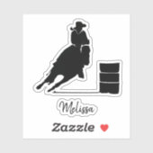 Barrel Racing Meisje Zwart Silhouet Illustratie Sticker (Vel)