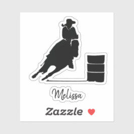 Barrel Racing Meisje Zwart Silhouet Illustratie Sticker