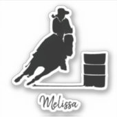 Barrel Racing Meisje Zwart Silhouet Illustratie Sticker (Voorkant)