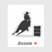 Barrel Racing Meisje Zwart Silhouet Illustratie Sticker (Vel)