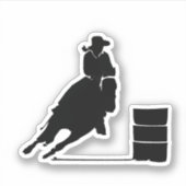 Barrel Racing Meisje Zwart Silhouet Illustratie Sticker (Voorkant)