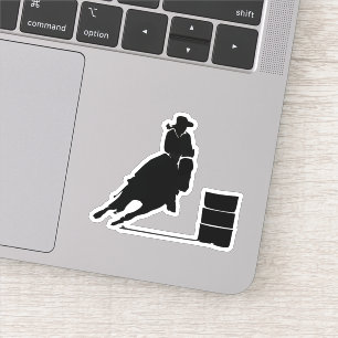 Barrel Racing Meisje Zwart Silhouet Illustratie Sticker