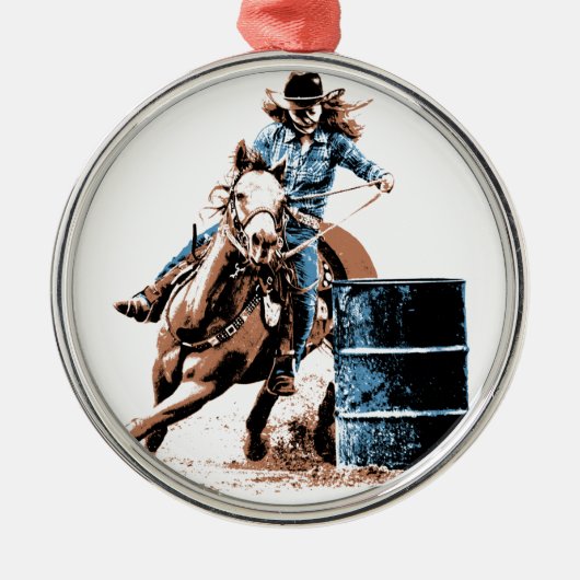 Barrel Racing Metalen Ornament (Voorkant)