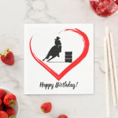 Barrel Racing Paard en Red Heart Happy Birthday Servet