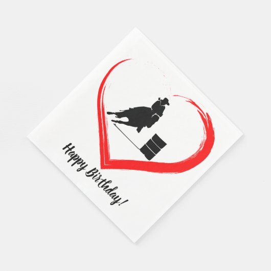 Barrel Racing Paard en Red Heart Happy Birthday Servet (Hoek)
