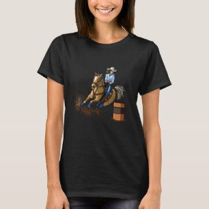 Barrel Racing Paard Land Westerse Rijstijl Meisje T-shirt