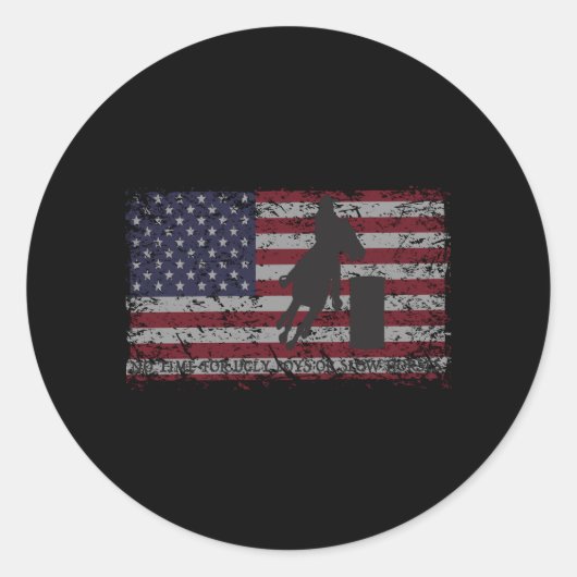 Barrel Racing Paardenrennen en Rodeo Ronde Sticker (Voorkant)