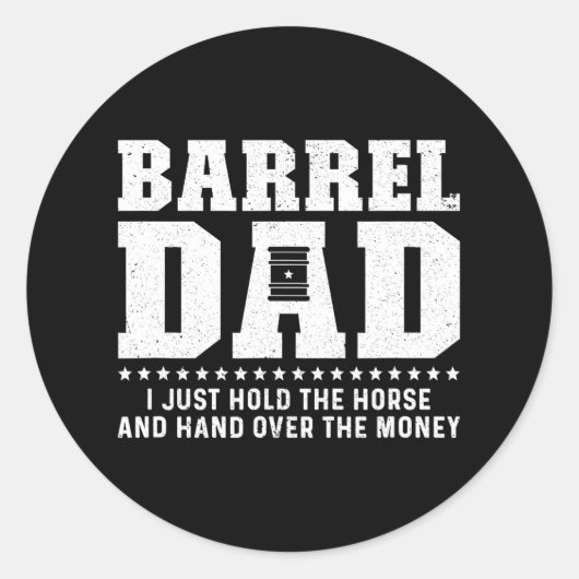 Barrel Racing Papa Houd het paard Pap van een vat Ronde Sticker (Voorkant)