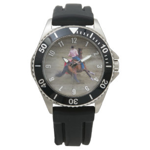 Barrel-Racing Rodeo Cowgirl Design Horloge