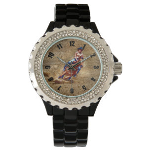 Barrel-Racing Rodeo Cowgirl Design Horloge