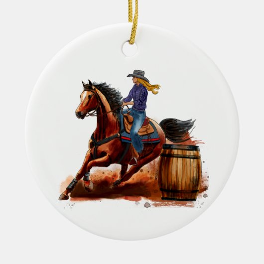 Barrel Racing Rodeo, Personaliseer Ornament (Voorkant)