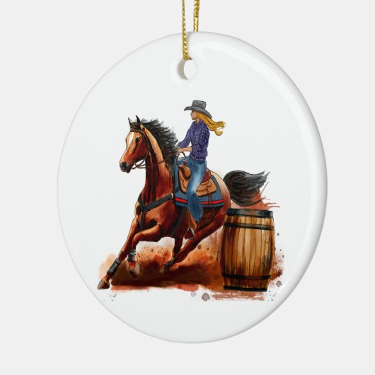 Barrel Racing Rodeo, Personaliseer Ornament (Links)