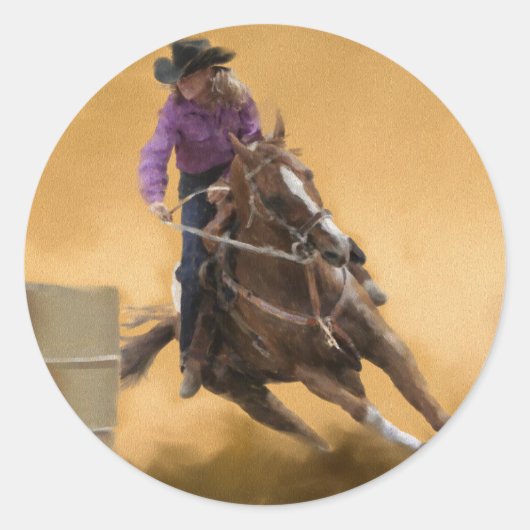 Barrel Racing Ronde Sticker (Voorkant)