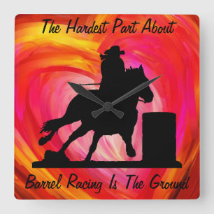 Barrel Racing Wall Clock Vierkante Klok