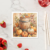 Barrel with Pumpkins Fall Servet (Insitu)