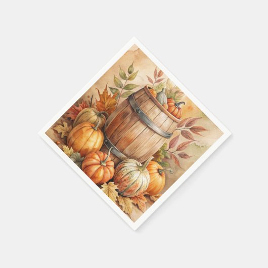 Barrel with Pumpkins Fall Servet (Hoek)