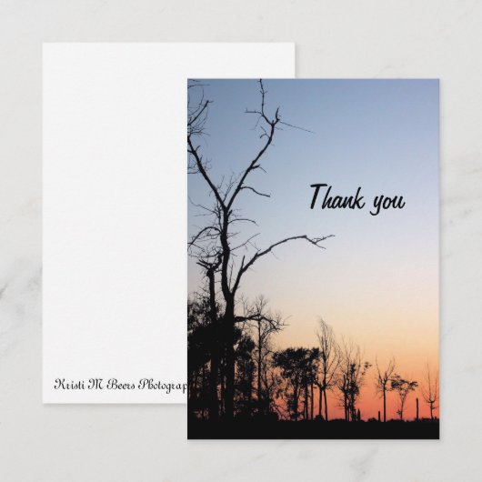 Barren Trees op zonsondergang in de lente Dank je  Bedankkaart (Voorkant / Achterkant)