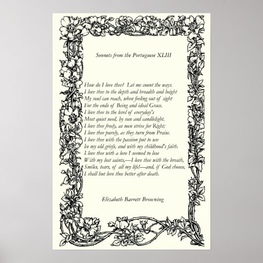 Barrett Browning - Sonnetten van de Portugese 43 Poster (Voorkant)