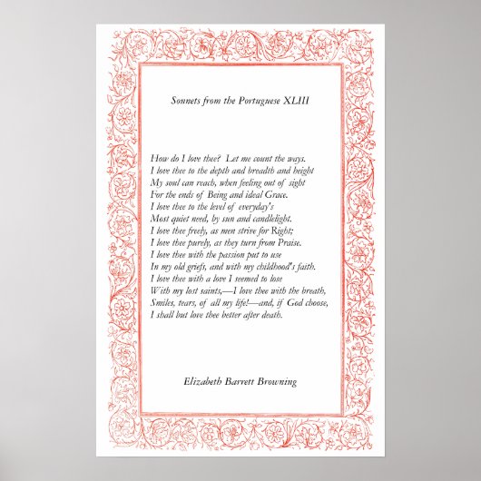 Barrett Browning - Sonnetten van de Portugese 43 Poster (Voorkant)