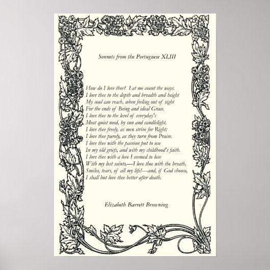 Barrett Browning - Sonnetten van de Portugese 43 Poster (Voorkant)
