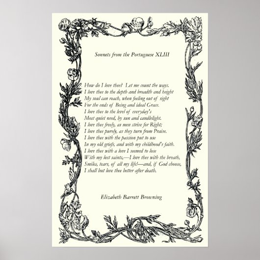Barrett Browning - Sonnetten van de Portugese 43 Poster (Voorkant)