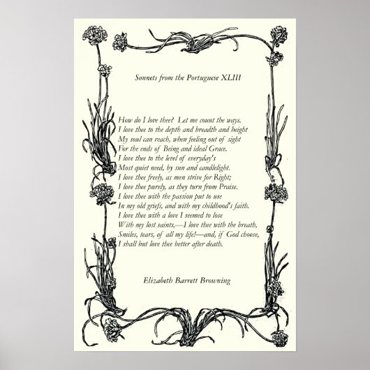 Barrett Browning - Sonnetten van de Portugese 43 Poster (Voorkant)