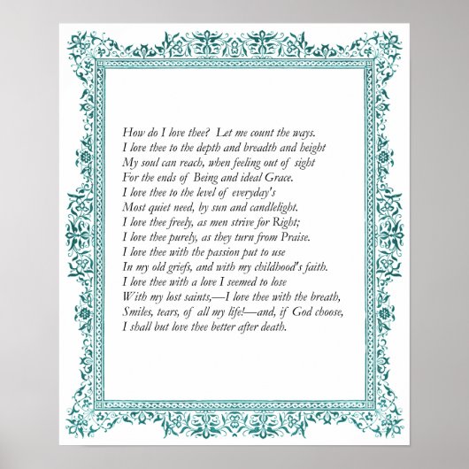 Barrett Browning - Sonnetten van de Portugezen #43 Poster (Voorkant)