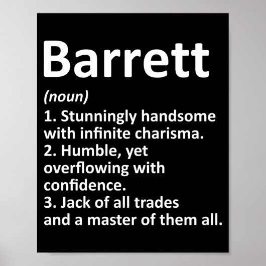 Barrett Definitie Gepersonaliseerde Naam Grappig Poster (Voorkant)
