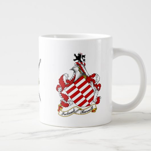 Barrett Irish Coat of Arms gepersonaliseerd Grote Koffiekop (Rechts)