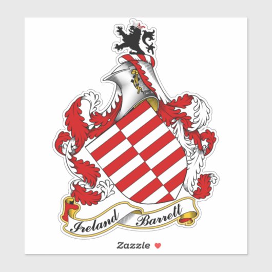 Barrett Irish Coat of Arms gepersonaliseerd Sticker (Vel)