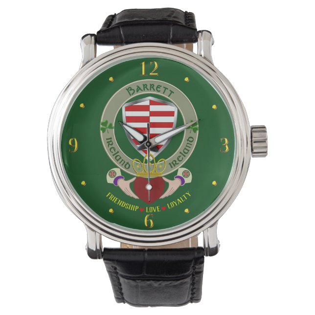 Barrett Irish Shield & Claddagh op maat gemaakt Horloge (Voorkant)
