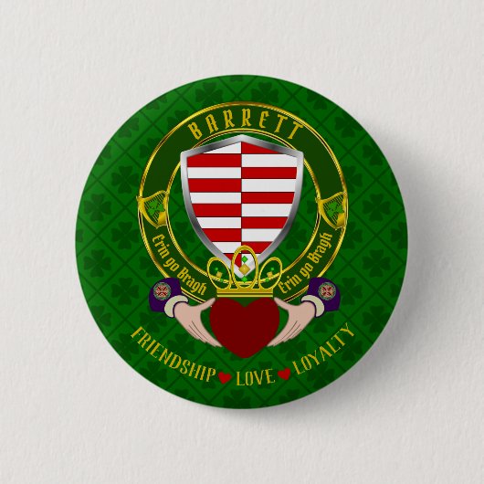 Barrett Irish Shield & Claddagh Ronde Button 5,7 Cm (Voorkant)