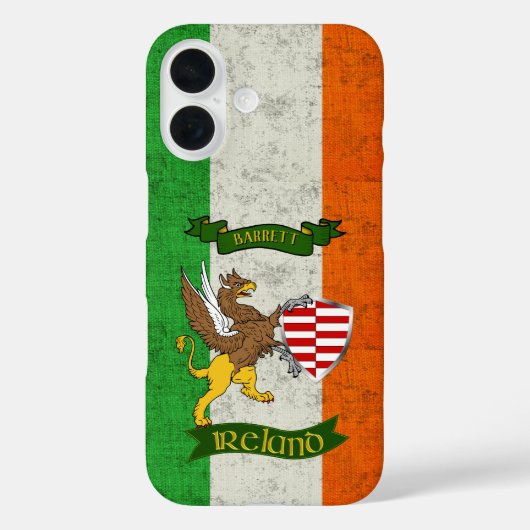 Barrett Irish Shield & Griffin gepersonaliseerd Case-Mate iPhone Case (Achterkant)