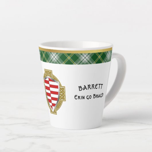 Barrett Irish Shield & Tartan gepersonaliseerd Latte Mok (Rechterhoek)