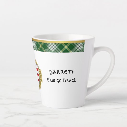 Barrett Irish Shield & Tartan gepersonaliseerd Latte Mok (Rechts)